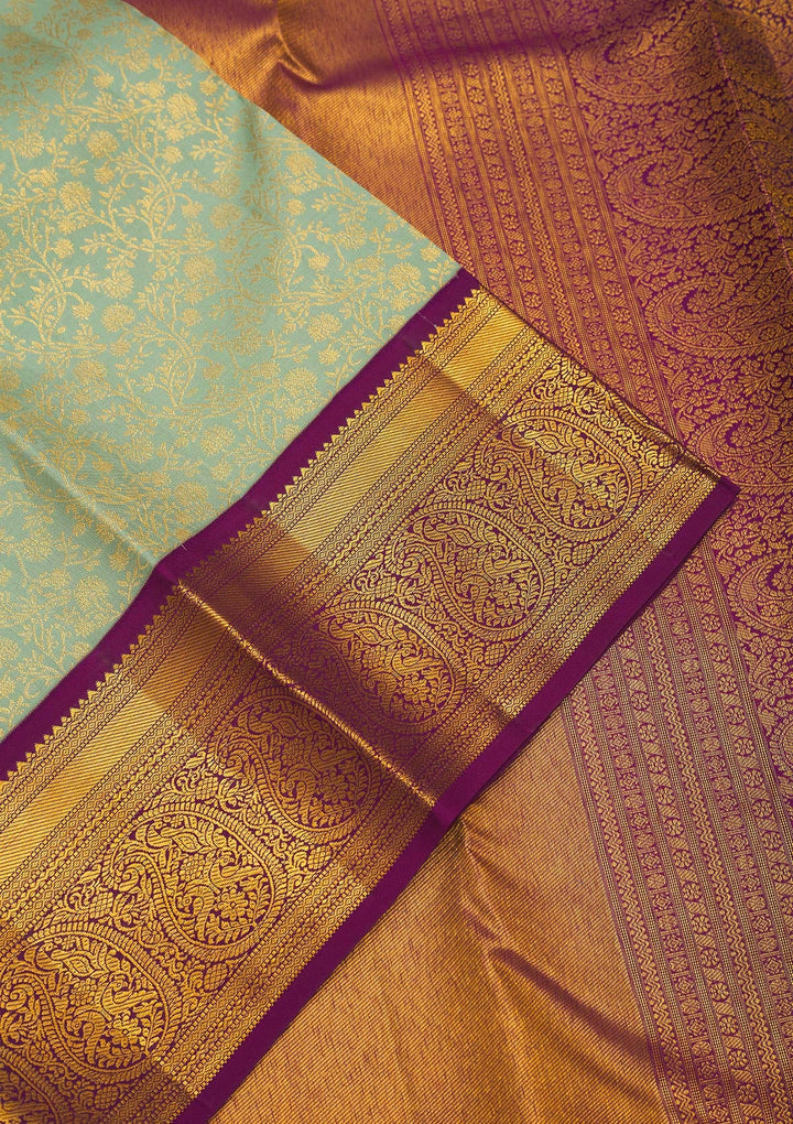 Pista Green Zariwork Pure Silk Saree-Koskii
