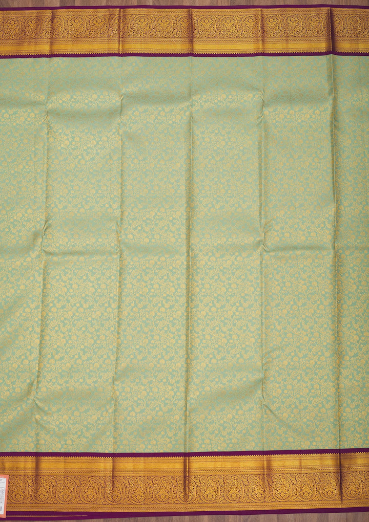 Pista Green Zariwork Pure Silk Saree-Koskii