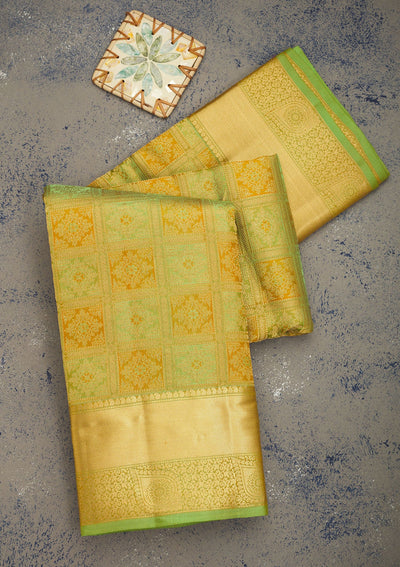 Pista Green Zariwork Pure Silk Saree-Koskii