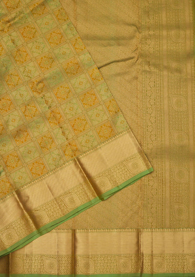 Pista Green Zariwork Pure Silk Saree-Koskii
