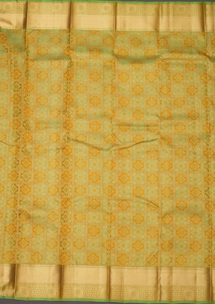 Pista Green Zariwork Pure Silk Saree-Koskii