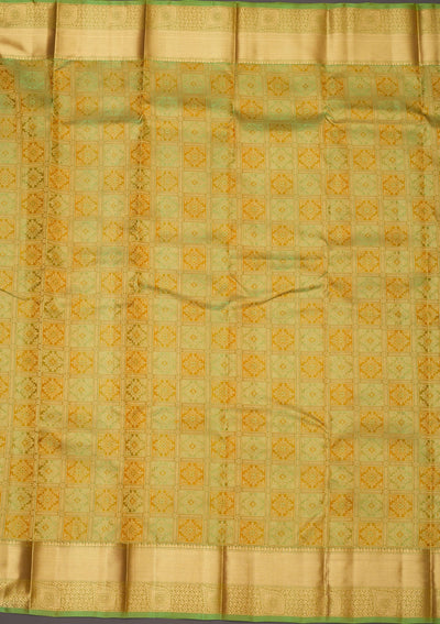 Pista Green Zariwork Pure Silk Saree-Koskii