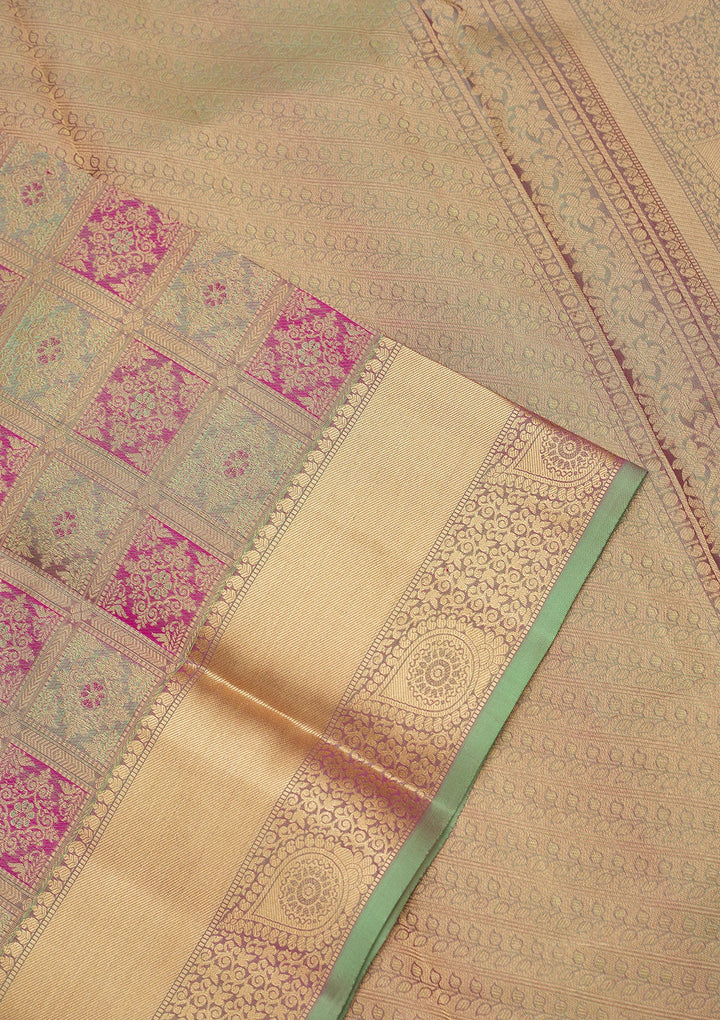 Pista Green Zariwork Pure Silk Saree-Koskii