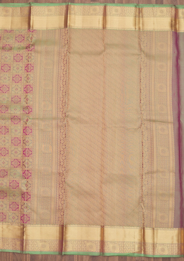 Pista Green Zariwork Pure Silk Saree-Koskii