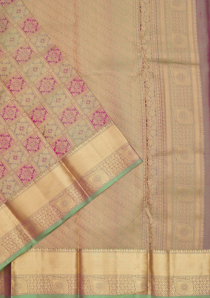 Pista Green Zariwork Pure Silk Saree-Koskii