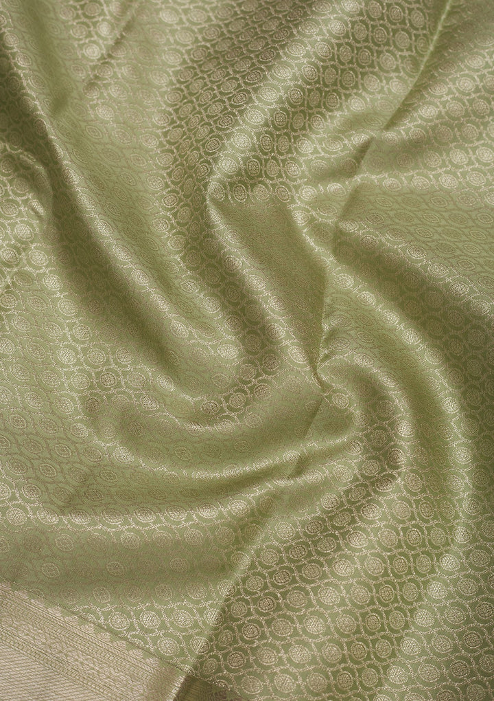 Pista Green Zariwork Pure Silk Saree-Koskii