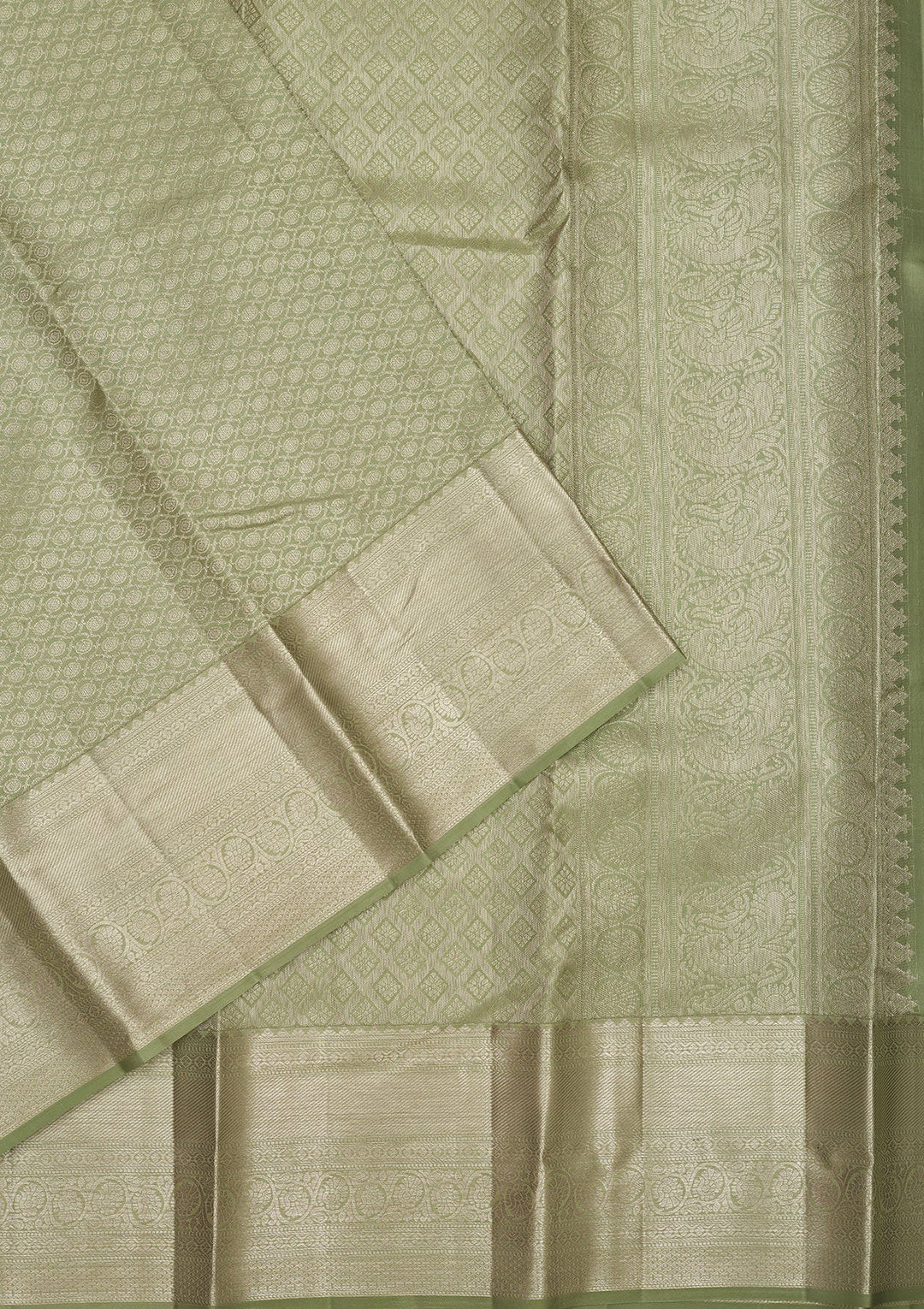 Pista Green Zariwork Pure Silk Saree-Koskii