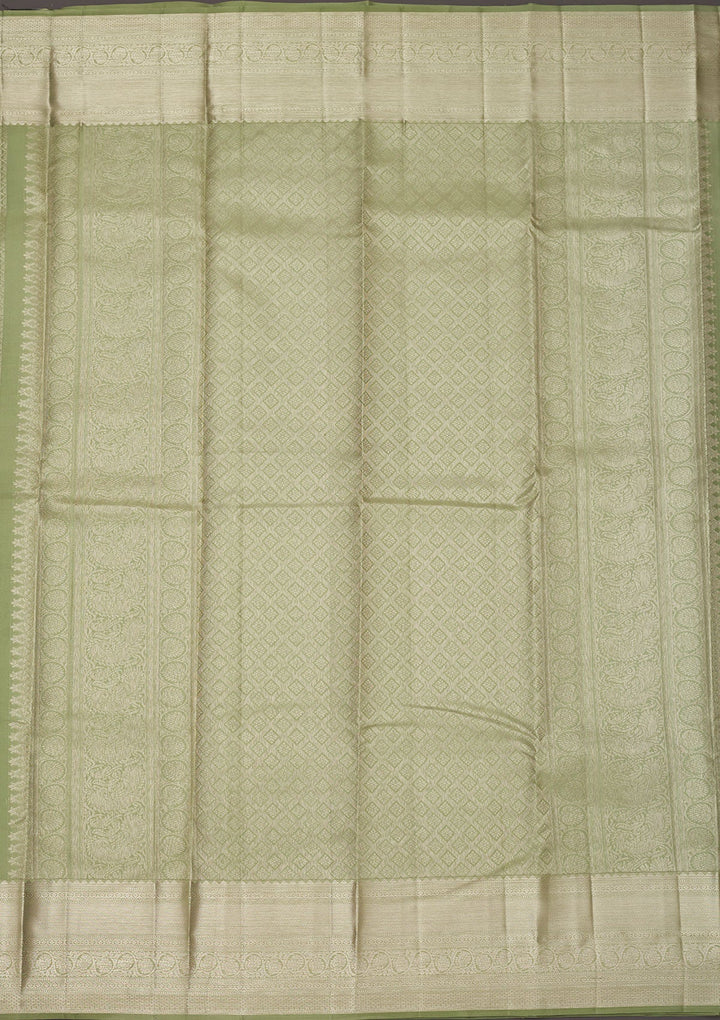 Pista Green Zariwork Pure Silk Saree-Koskii