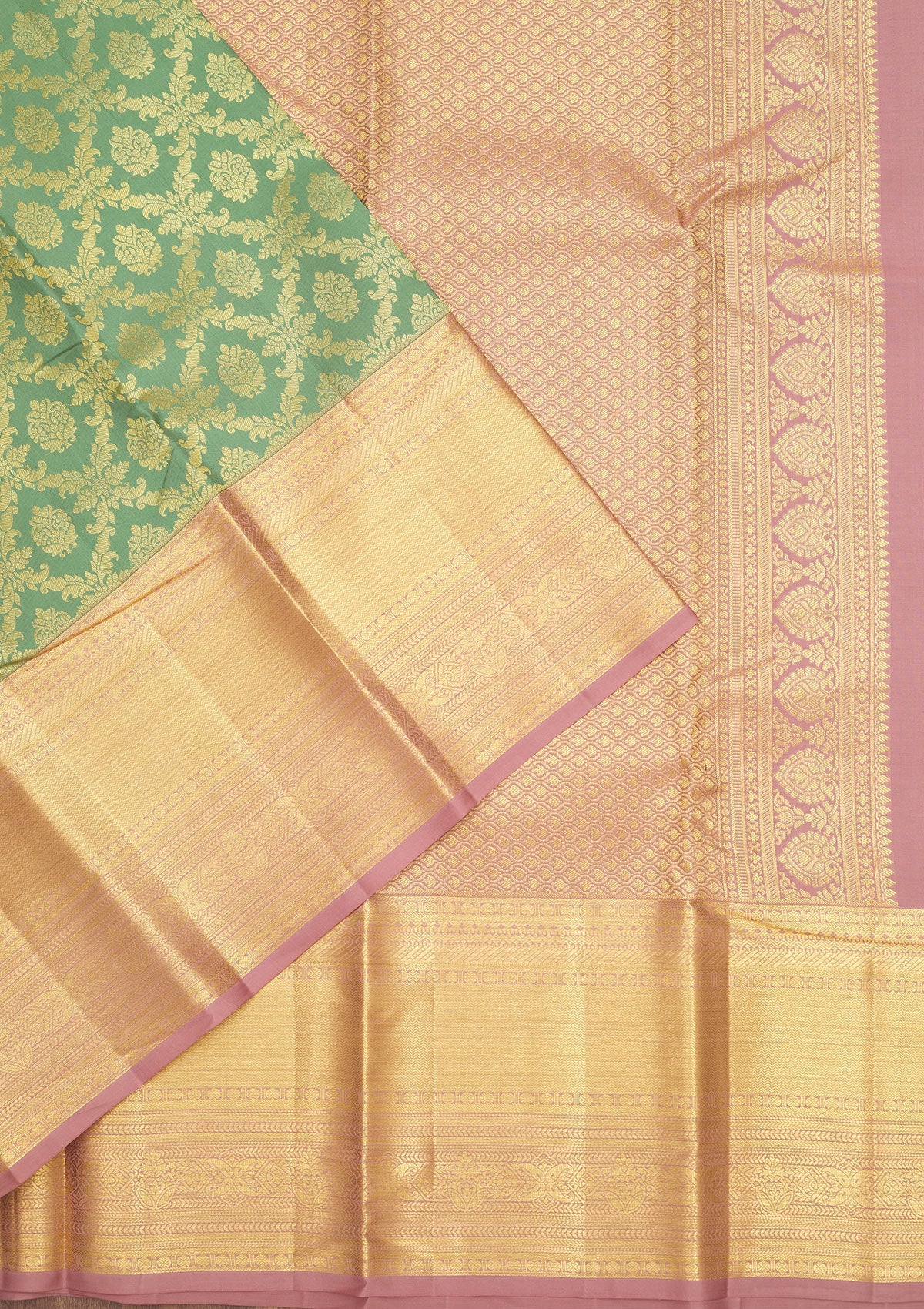 Pista Green Zariwork Pure Silk Saree-Koskii