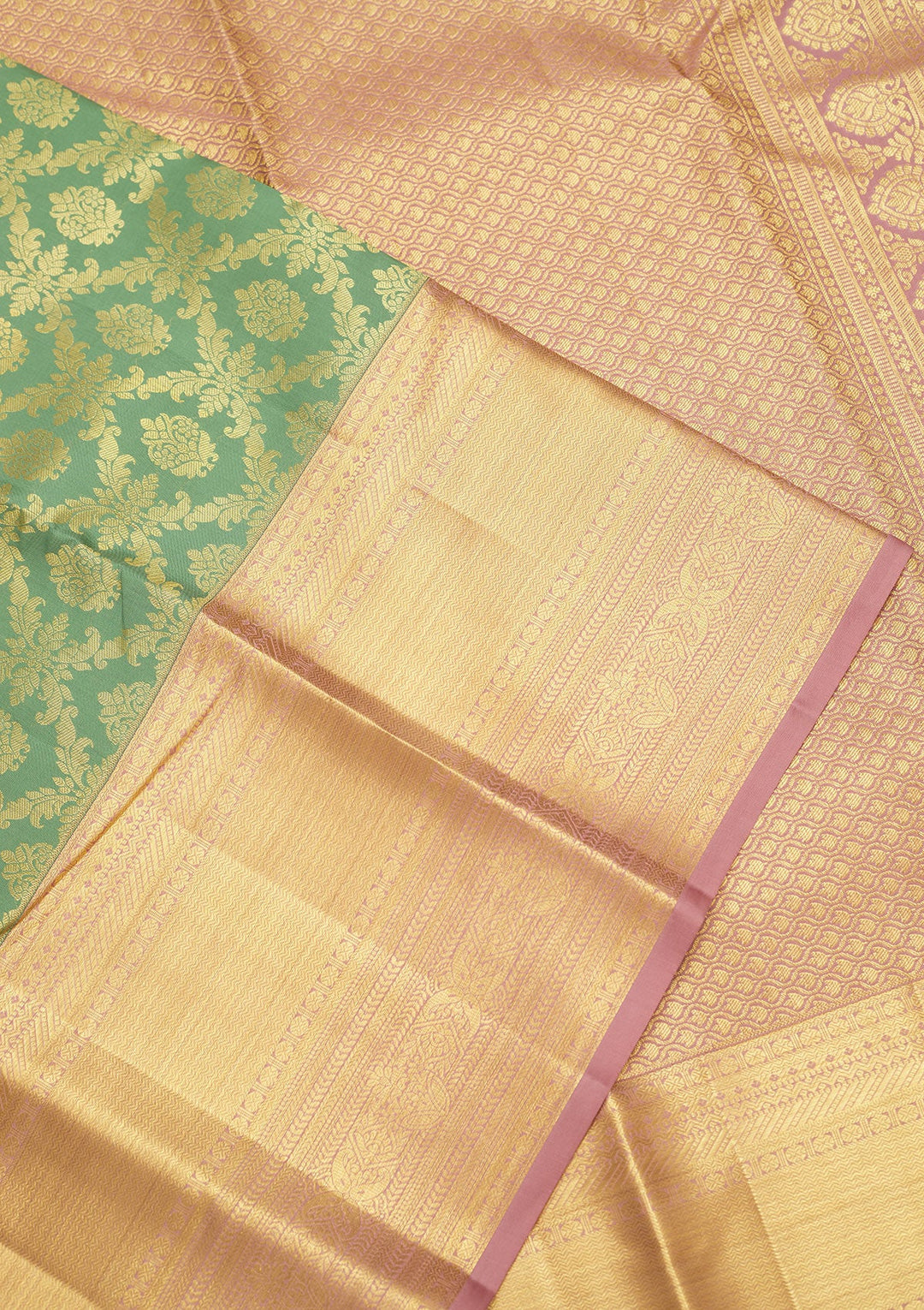 Pista Green Zariwork Pure Silk Saree-Koskii