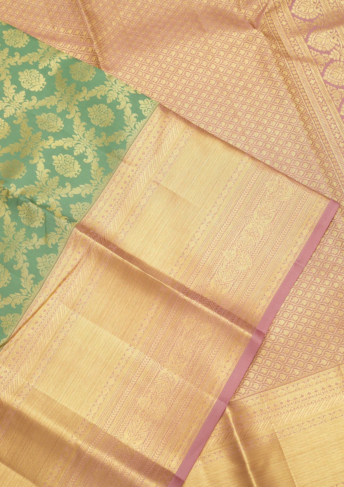 Pista Green Zariwork Pure Silk Saree-Koskii