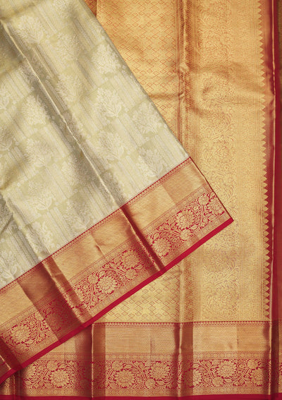 Pista Green Zariwork Pure Silk Saree-Koskii