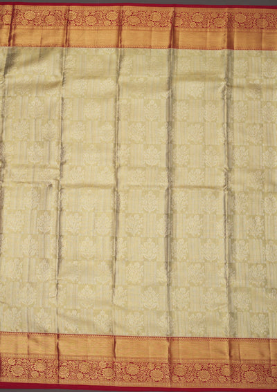 Pista Green Zariwork Pure Silk Saree-Koskii