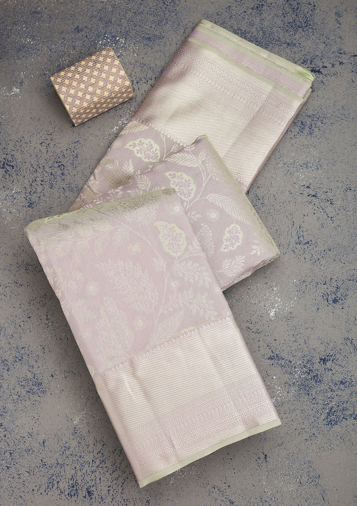 Pista Green Zariwork Pure Silk Saree-Koskii