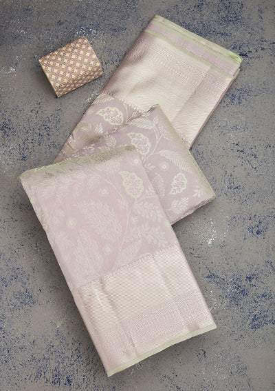 Pista Green Zariwork Pure Silk Saree-Koskii