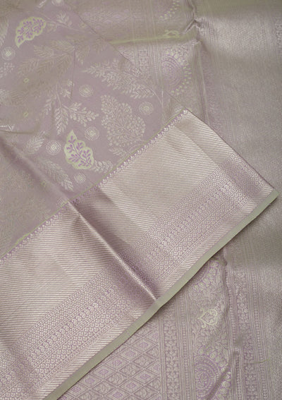 Pista Green Zariwork Pure Silk Saree-Koskii
