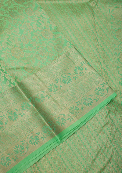 Pista Green Zariwork Pure Silk Saree-Koskii