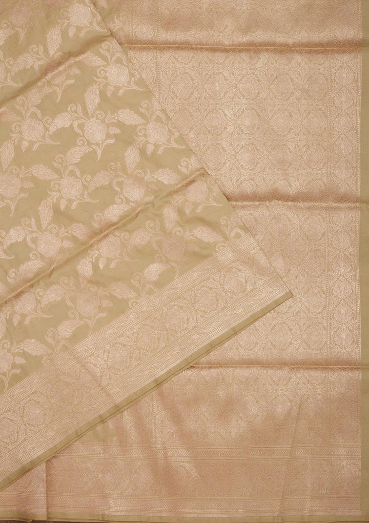 Pista Green Zariwork Pure Silk Saree-Koskii