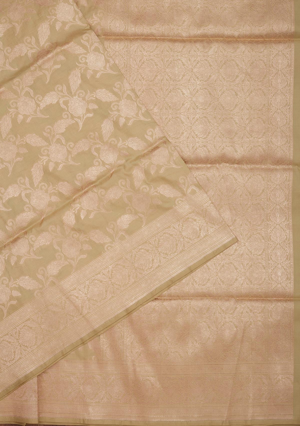 Pista Green Zariwork Pure Silk Saree-Koskii
