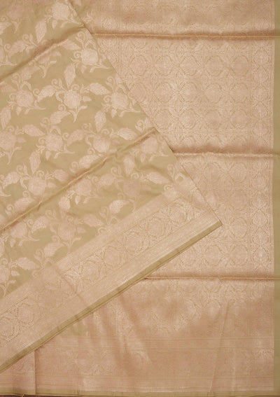 Pista Green Zariwork Pure Silk Saree-Koskii