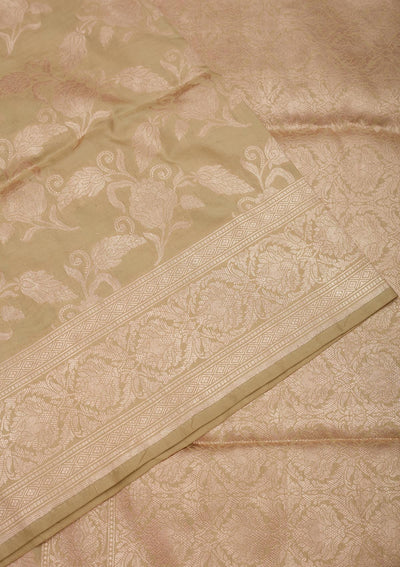 Pista Green Zariwork Pure Silk Saree-Koskii