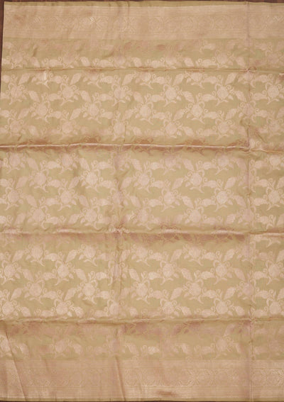 Pista Green Zariwork Pure Silk Saree-Koskii