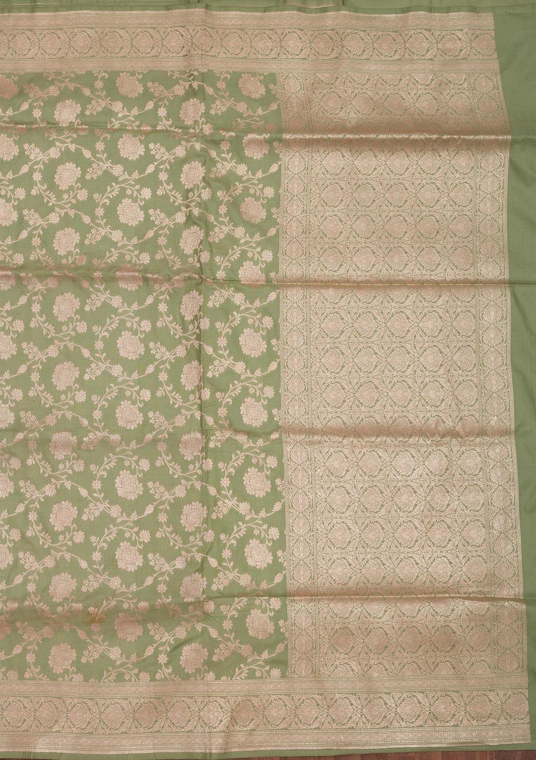 Pista Green Zariwork Pure Silk Saree-Koskii