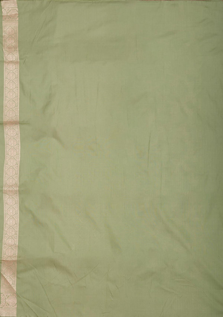 Pista Green Zariwork Pure Silk Saree-Koskii