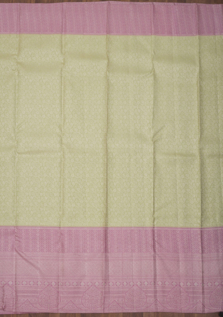 Pista Green Zariwork Pure Silk Saree-Koskii