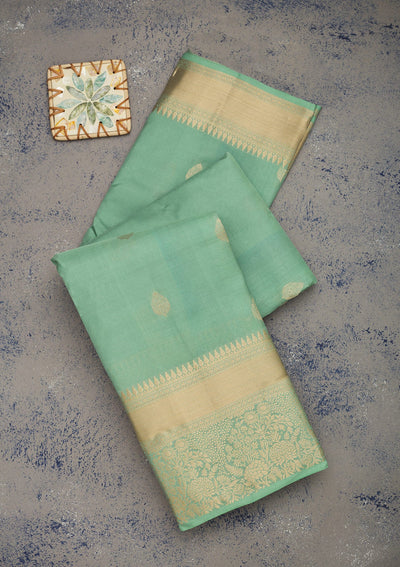 Pista Green Zariwork Pure Silk Saree-Koskii