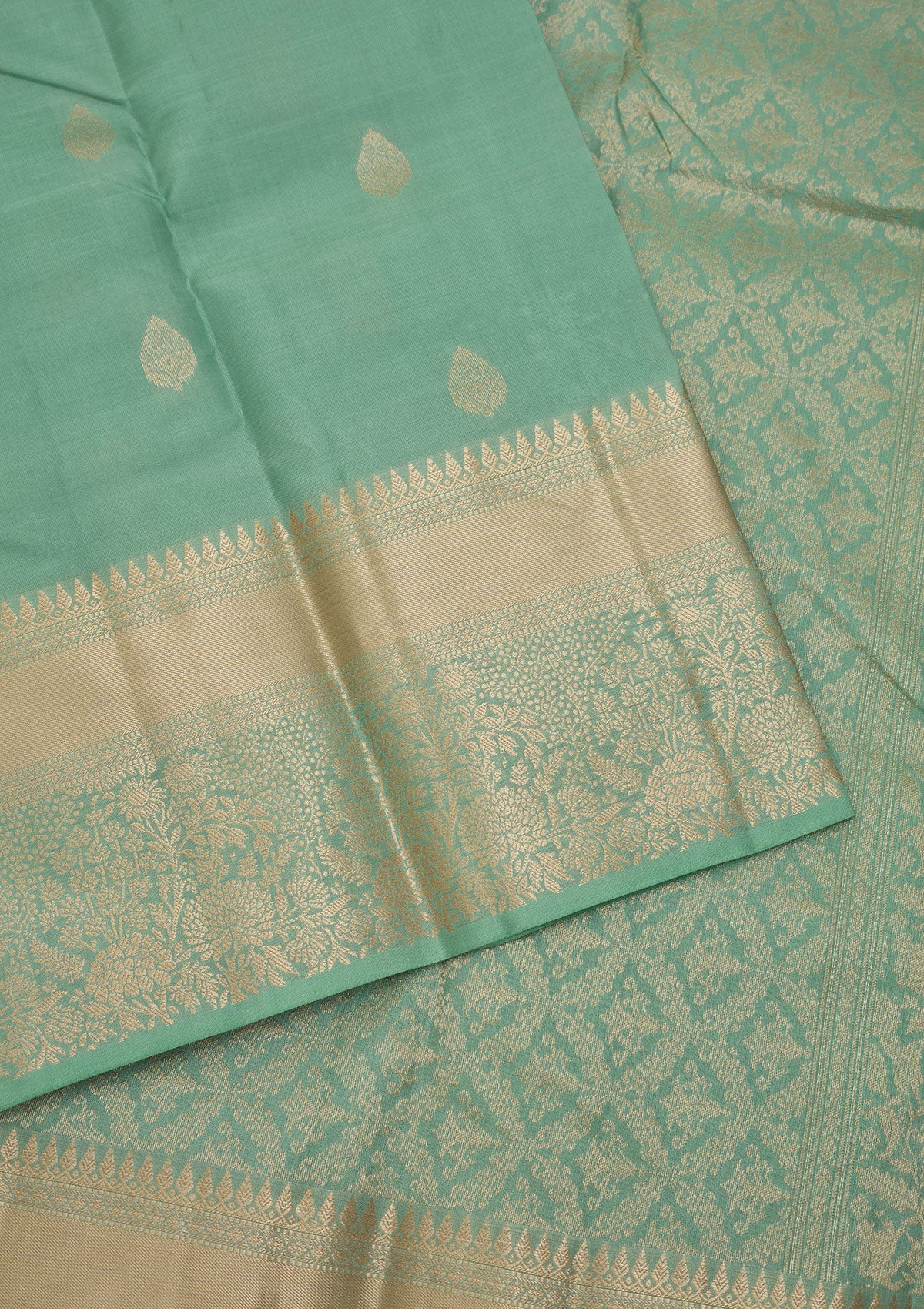 Pista Green Zariwork Pure Silk Saree