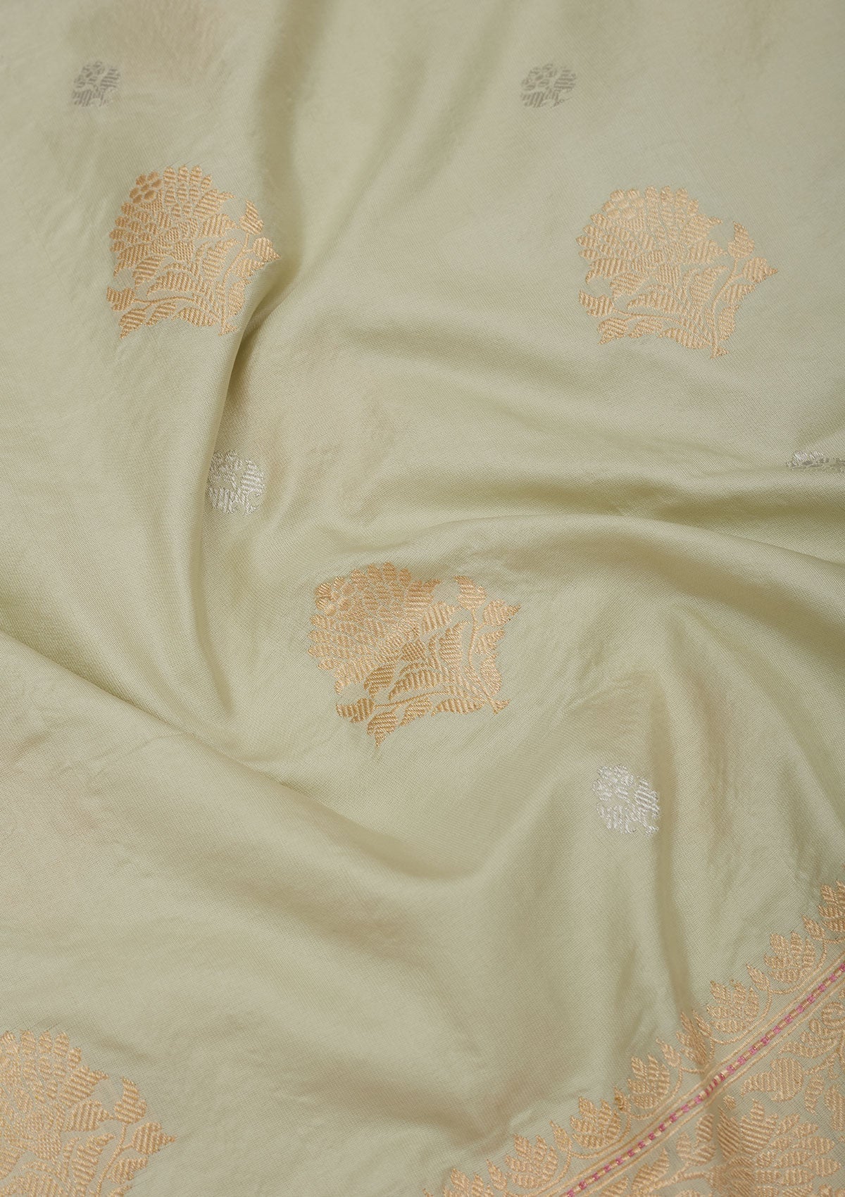 Pista Green Zariwork Pure Silk Saree-Koskii