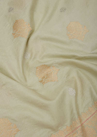 Pista Green Zariwork Pure Silk Saree-Koskii