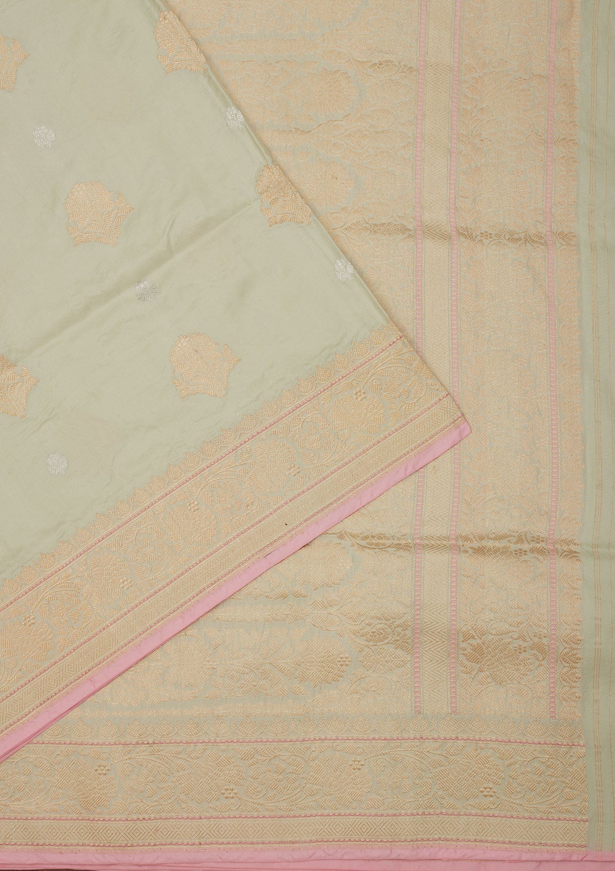 Pista Green Zariwork Pure Silk Saree-Koskii