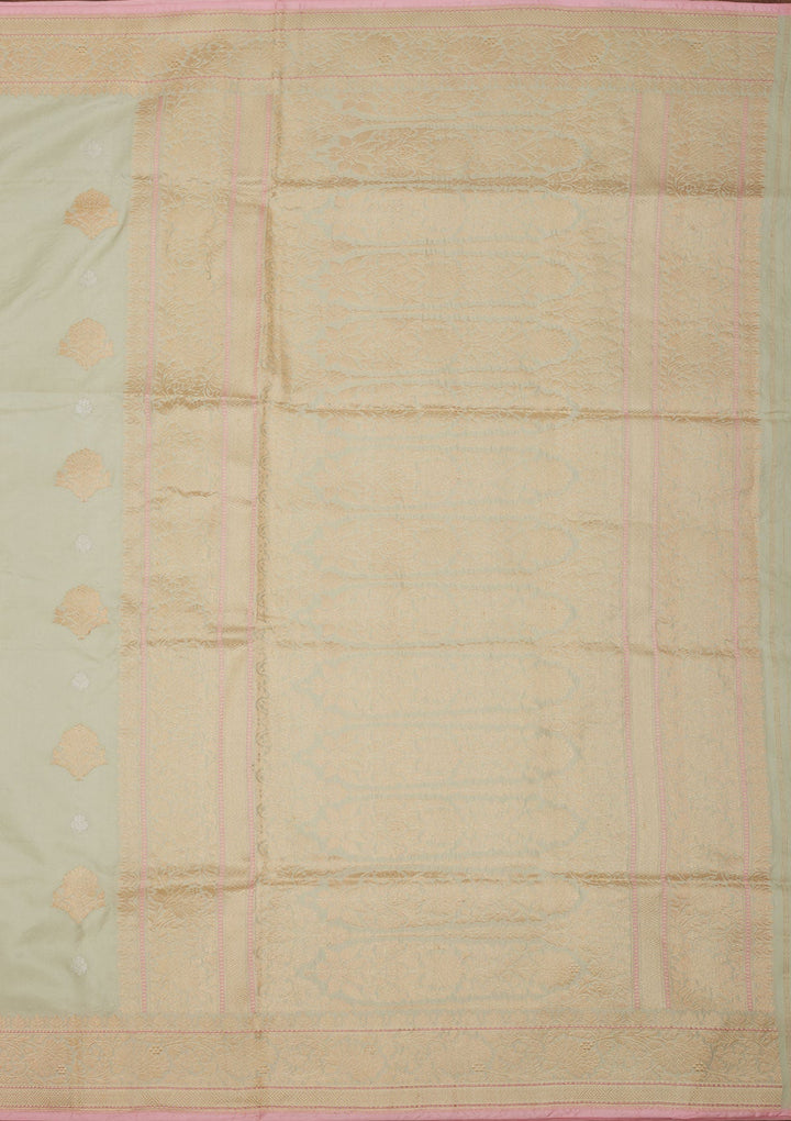 Pista Green Zariwork Pure Silk Saree-Koskii
