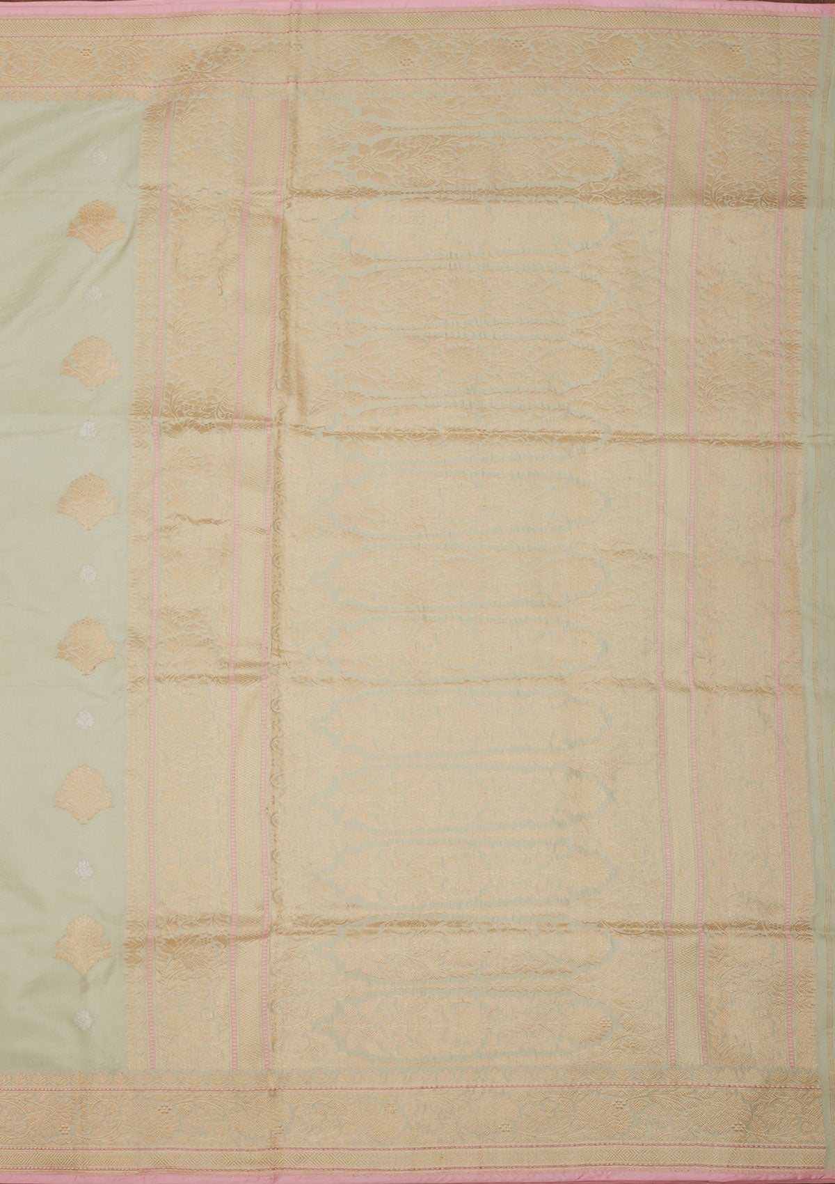 Pista Green Zariwork Pure Silk Saree-Koskii