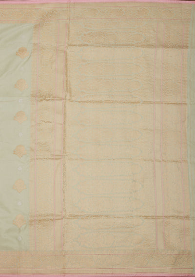 Pista Green Zariwork Pure Silk Saree-Koskii