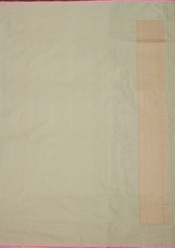 Pista Green Zariwork Pure Silk Saree-Koskii