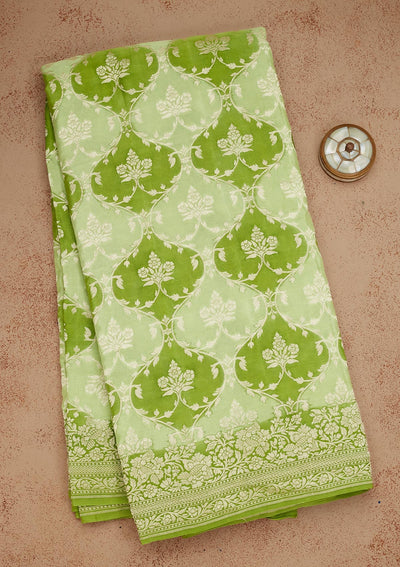 Pista Green Zariwork Pure Silk Saree-Koskii