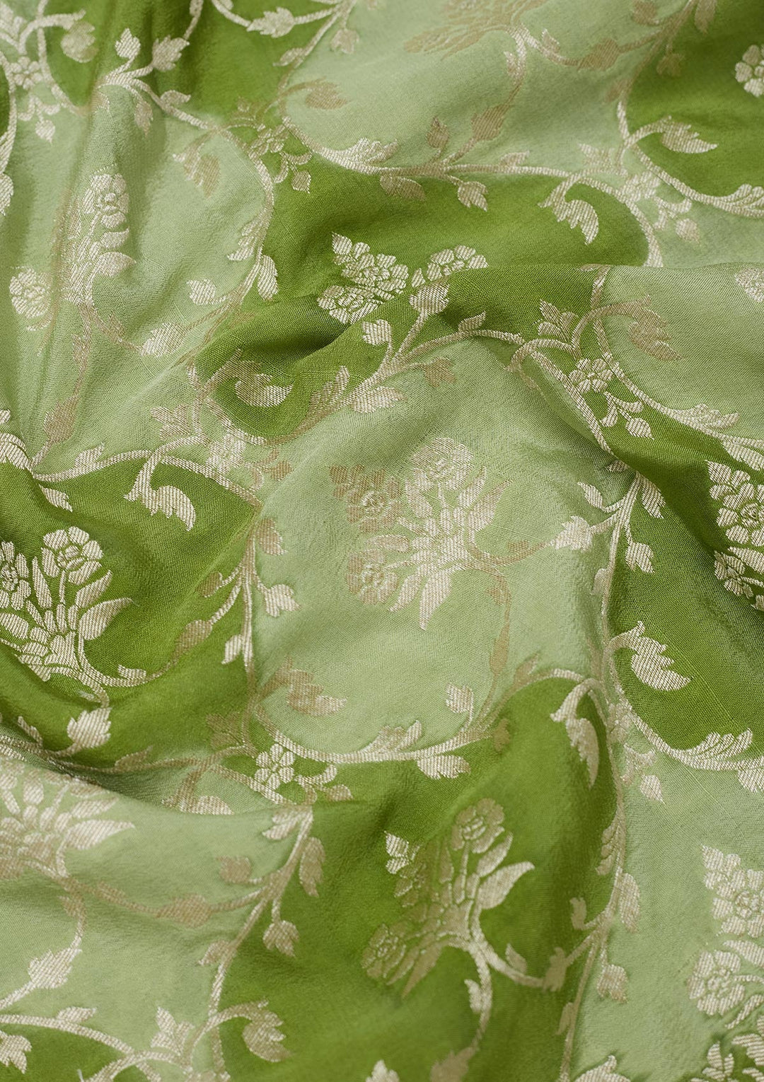 Pista Green Zariwork Pure Silk Saree-Koskii
