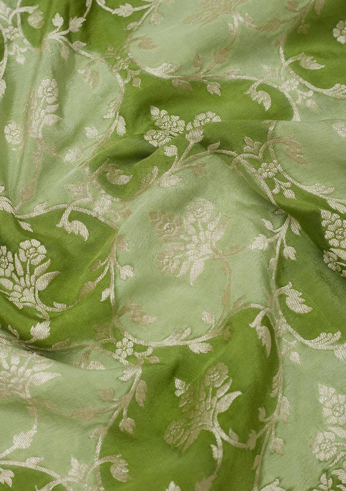 Pista Green Zariwork Pure Silk Saree-Koskii