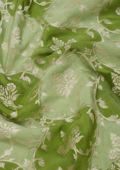 Pista Green Zariwork Pure Silk Saree-Koskii