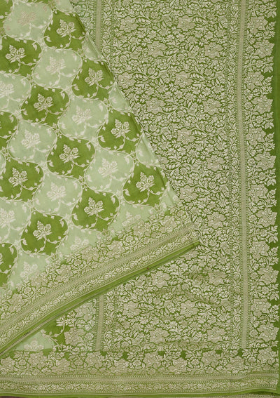 Pista Green Zariwork Pure Silk Saree-Koskii