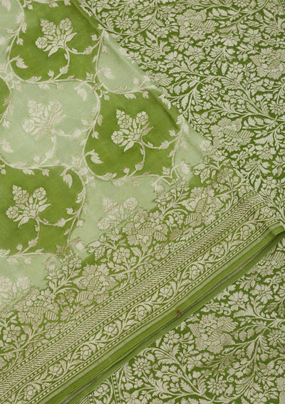 Pista Green Zariwork Pure Silk Saree-Koskii