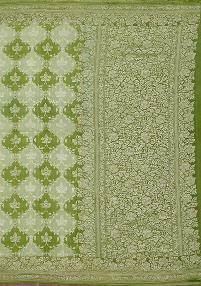 Pista Green Zariwork Pure Silk Saree-Koskii