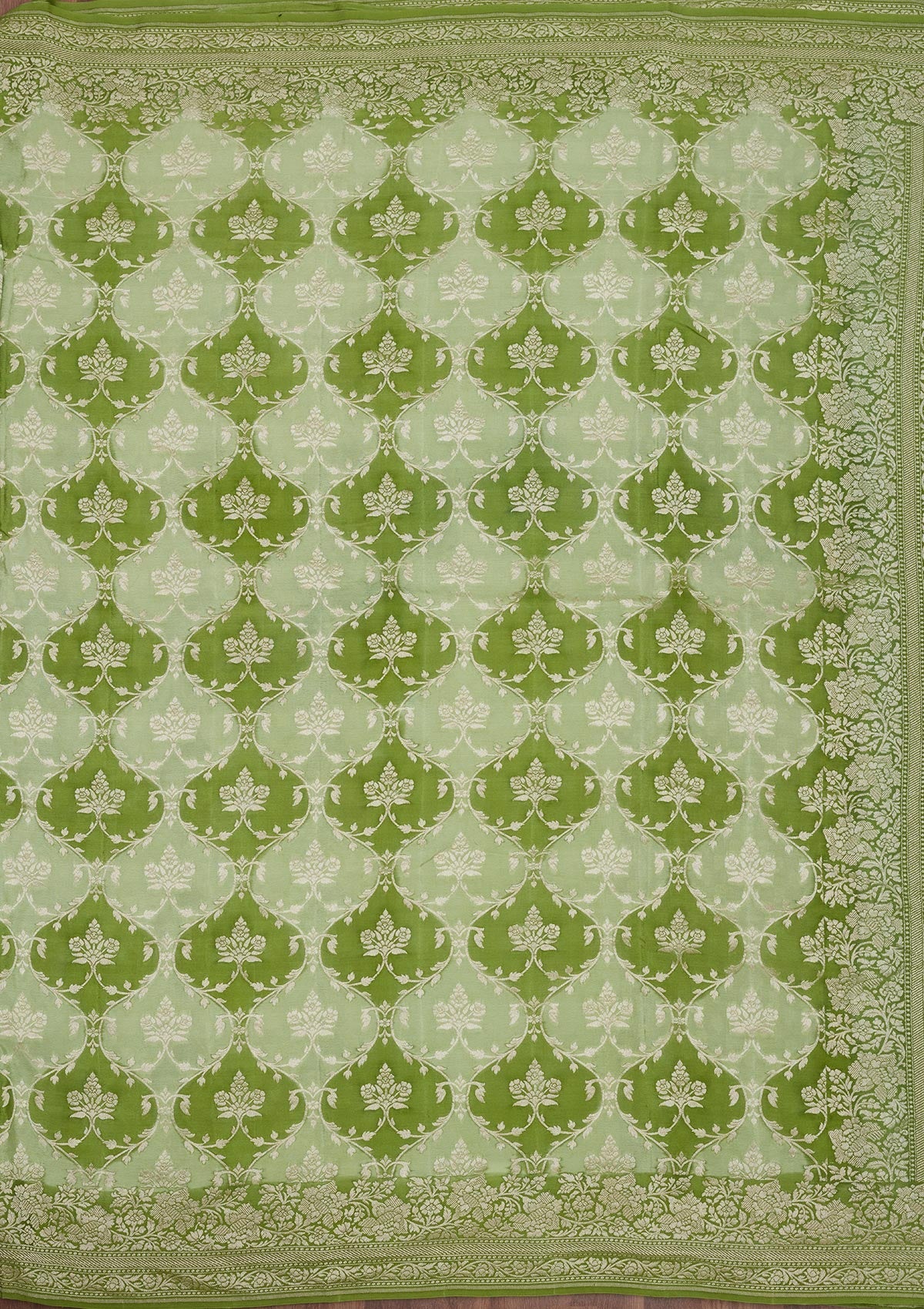 Pista Green Zariwork Pure Silk Saree-Koskii