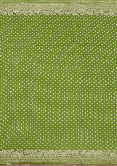Pista Green Zariwork Pure Silk Saree-Koskii