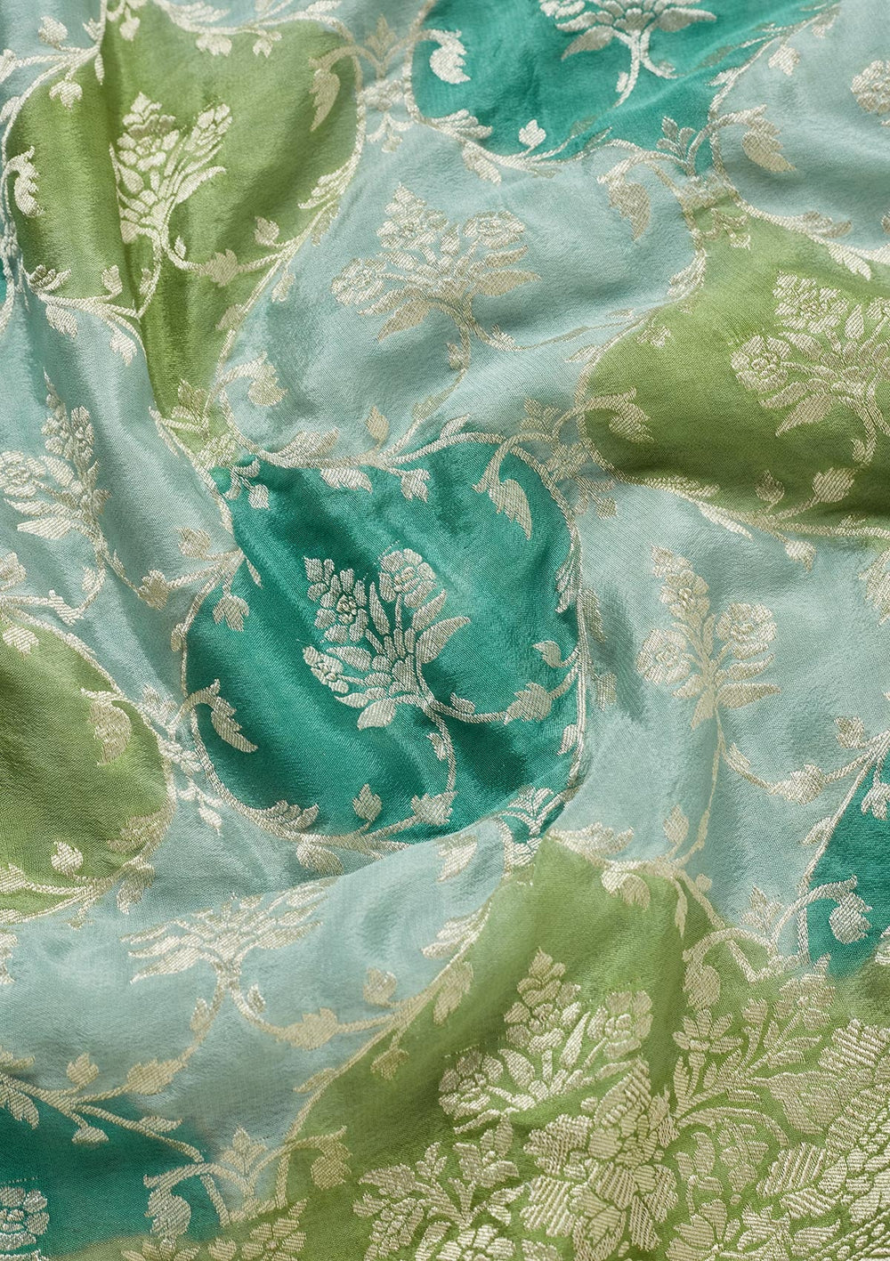 Pista Green Zariwork Pure Silk Saree-Koskii