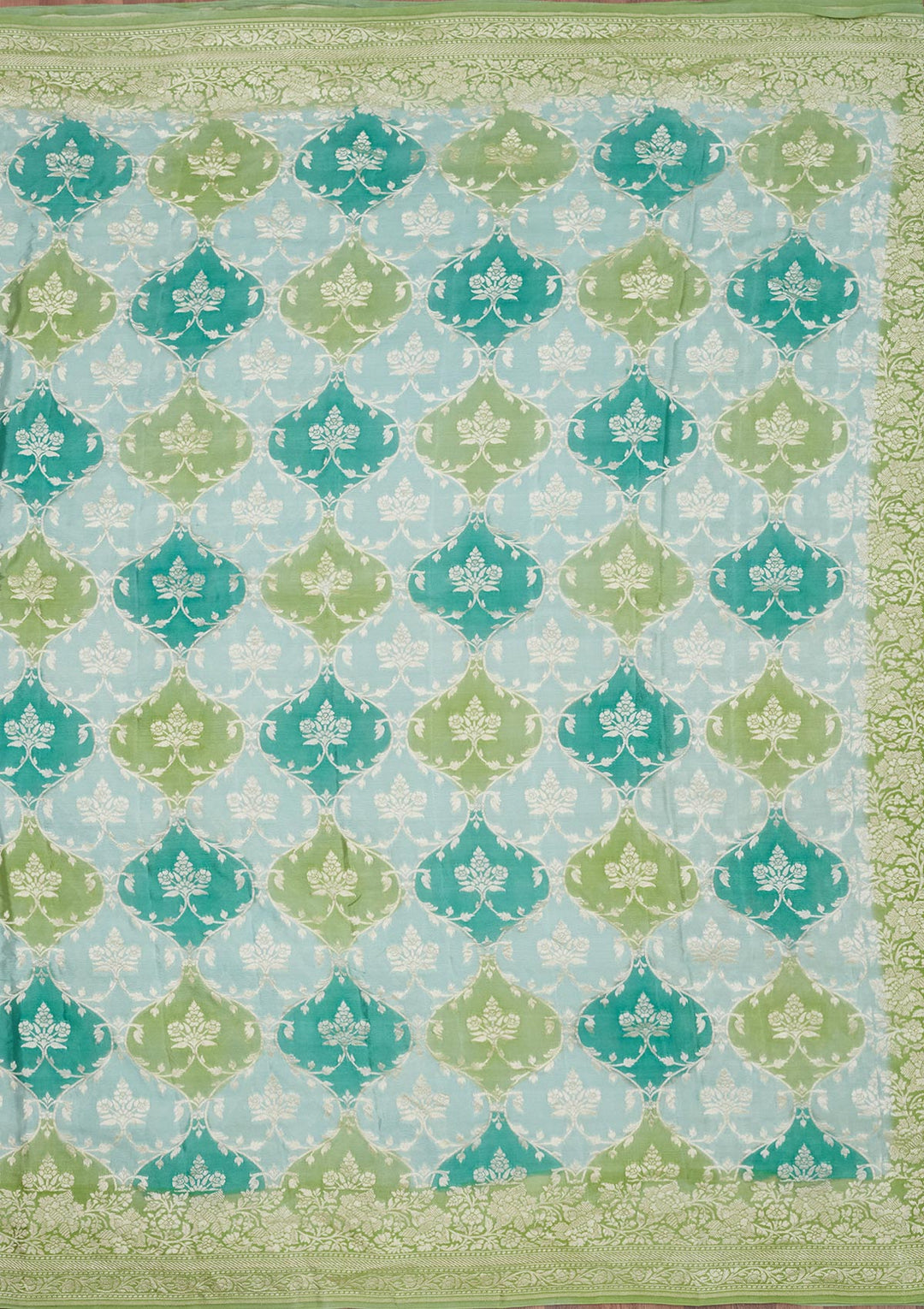 Pista Green Zariwork Pure Silk Saree-Koskii