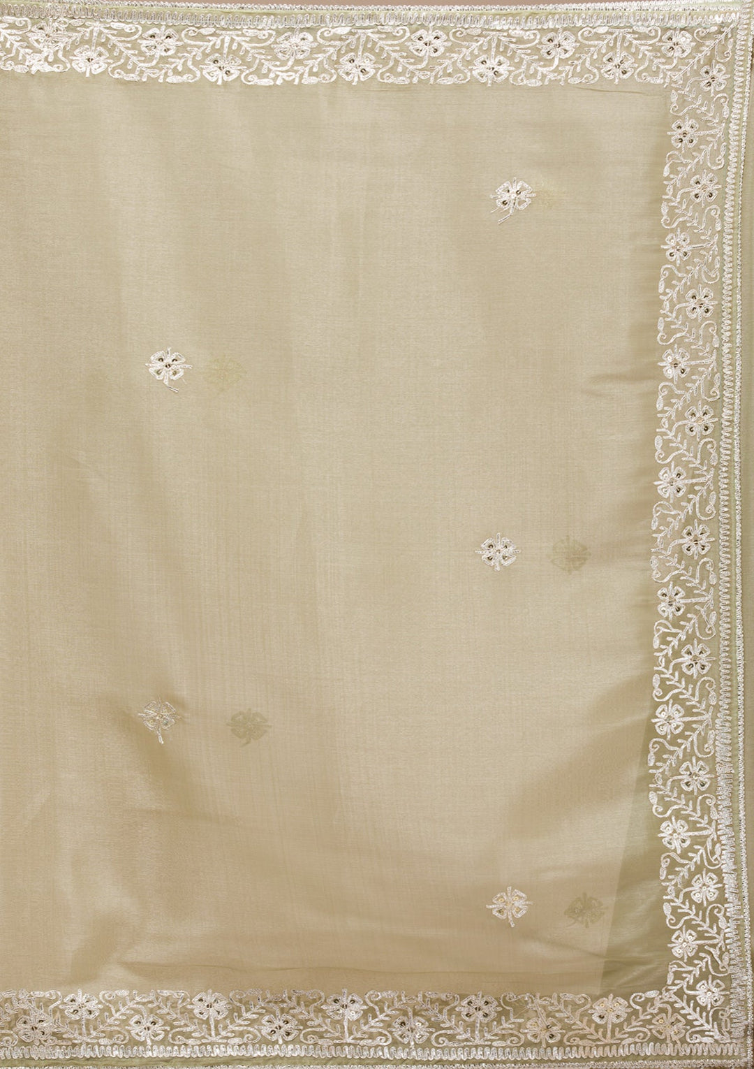 Pista Green Zariwork Semi Crepe Saree-Koskii